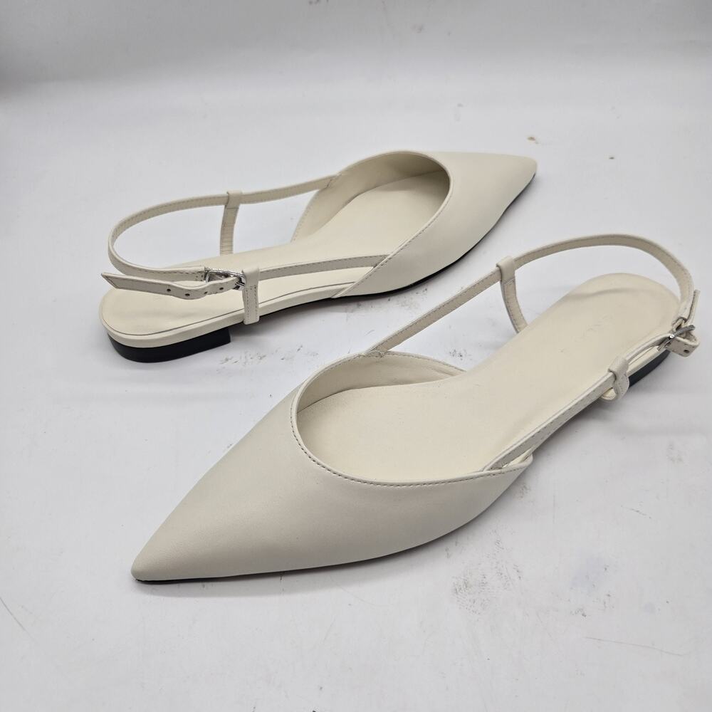 Everlane THE STUDIO SLINGBACK FLAT shoes size 8 ivory cream pointed toe New - Picture 3 of 11